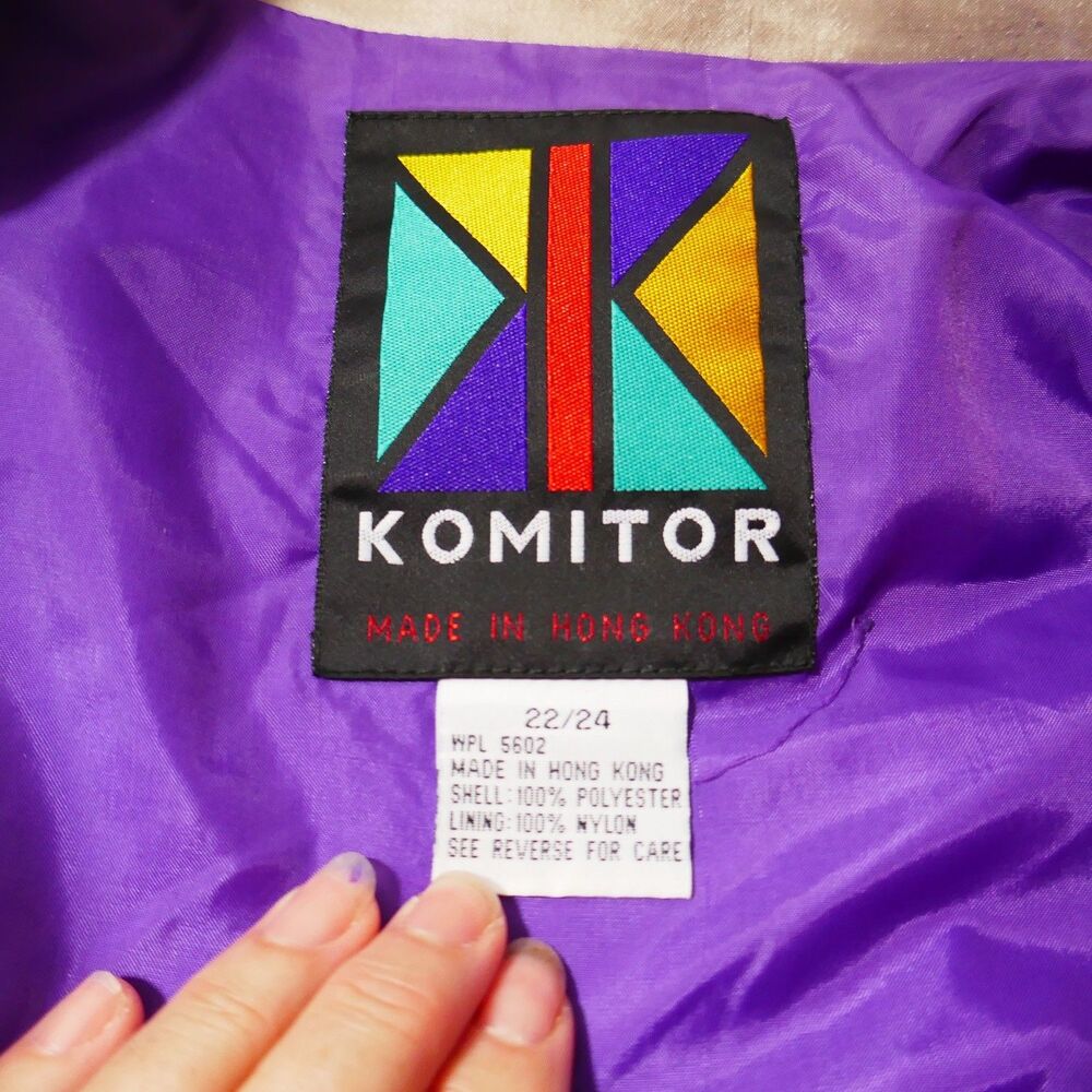 Womens Vintage Windbreaker Jacket 80s Size 22-24 Purple Komitor Hong Kong